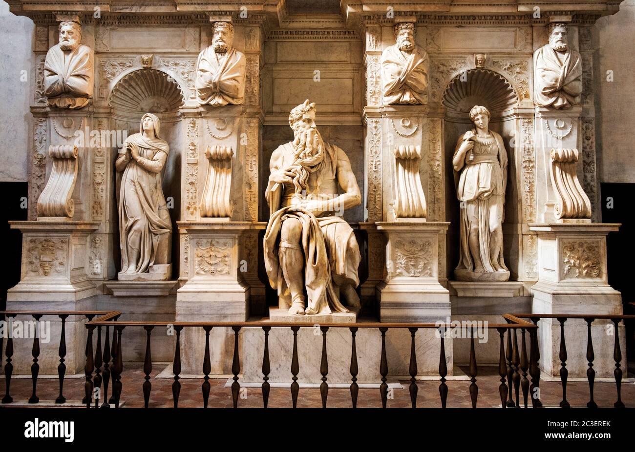 Marble Sculpture Of Moses By Michelangelo In The Basilica Of San Pietro In Vincoli Rome Italy