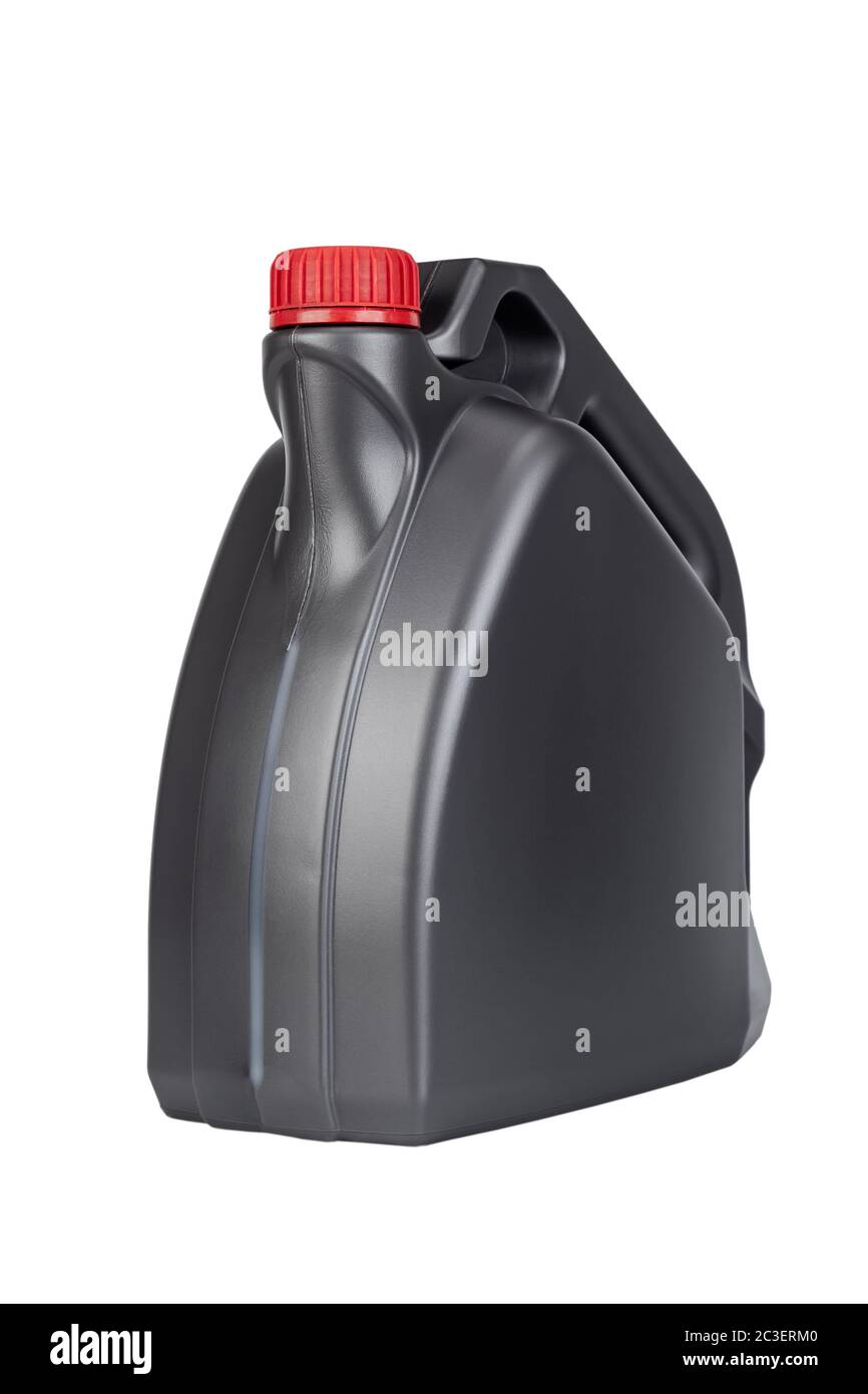 Gray plastic canister with engine oil Stock Photo Alamy