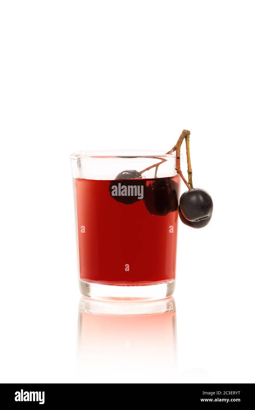 Aronia berry drink. Chokeberry. Stock Photo