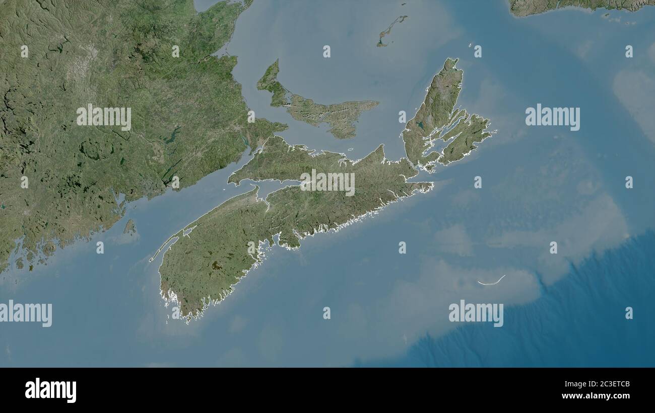 Satellite Map Of Nova Scotia Nova Scotia, Province Of Canada. Satellite Imagery. Shape Outlined Against  Its Country Area. 3D Rendering Stock Photo - Alamy