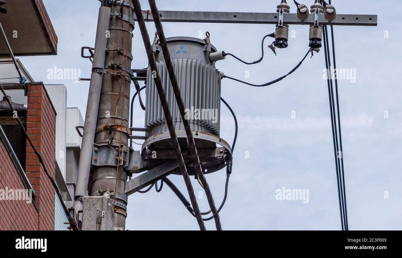 Electrical utility poles and cables, Yokohama, Japan Stock Photo Alamy
