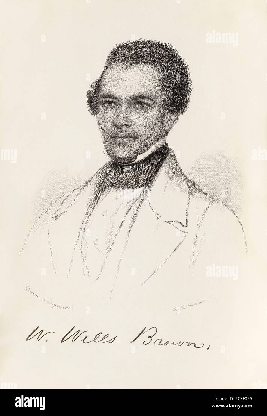 William Wells Brown (c.1814-1884) African-American abolitionist who was born into slavery before escaping, educating himself and writing a bestselling narrative of his life. He later became an accomplished playwright and novelist. Stock Photo
