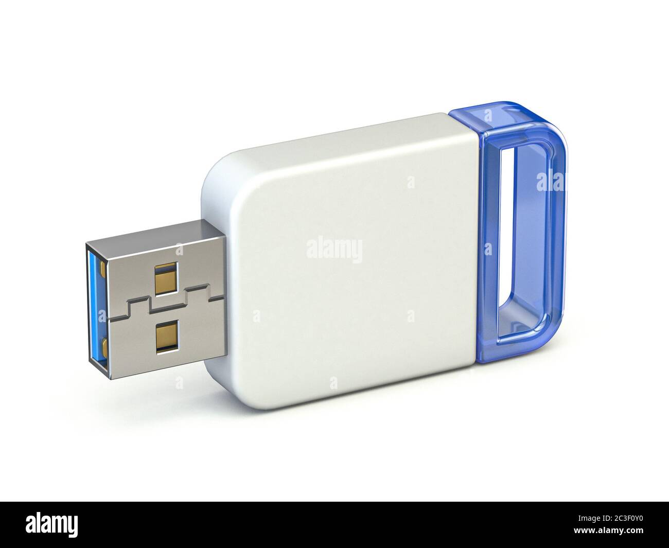 White blue USB stick 3D Stock Photo