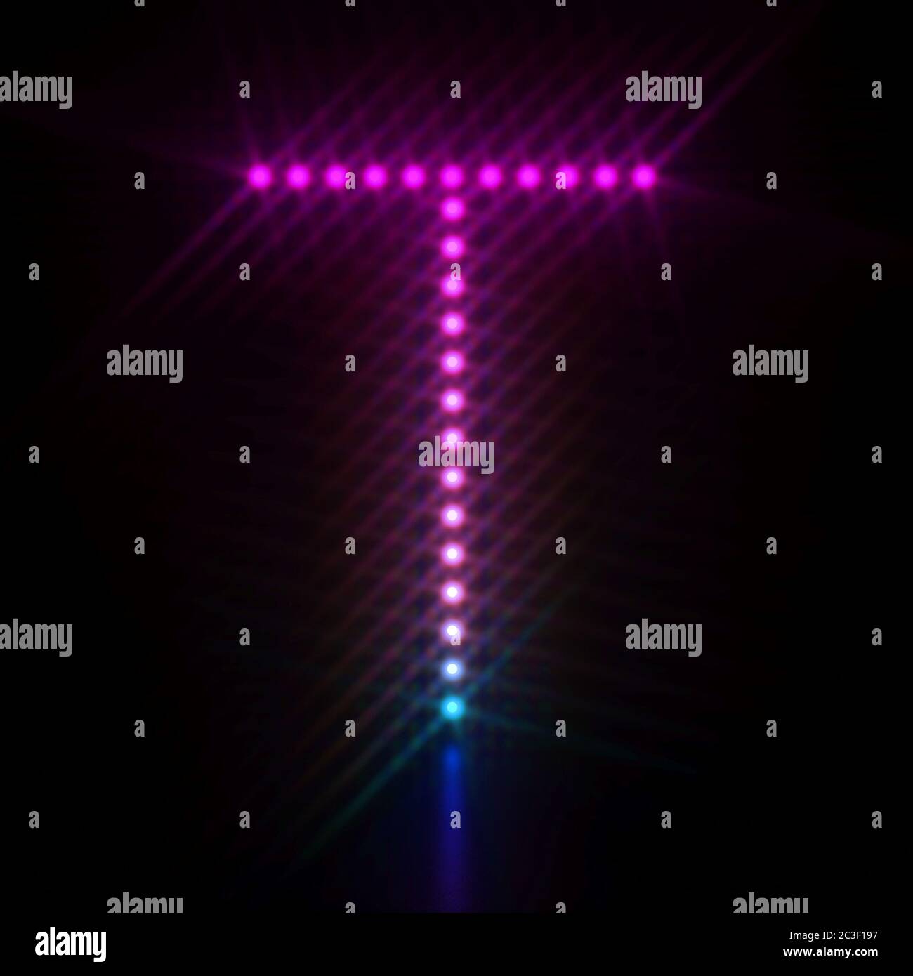 Pink blue dot light font Letter T 3D Stock Photo - Alamy