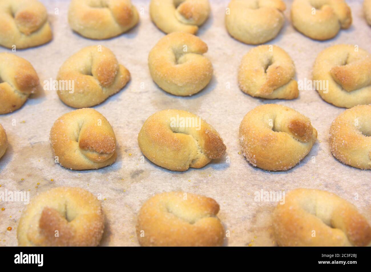 Homemade sweets known as anise rolls right after being baked Stock Photo