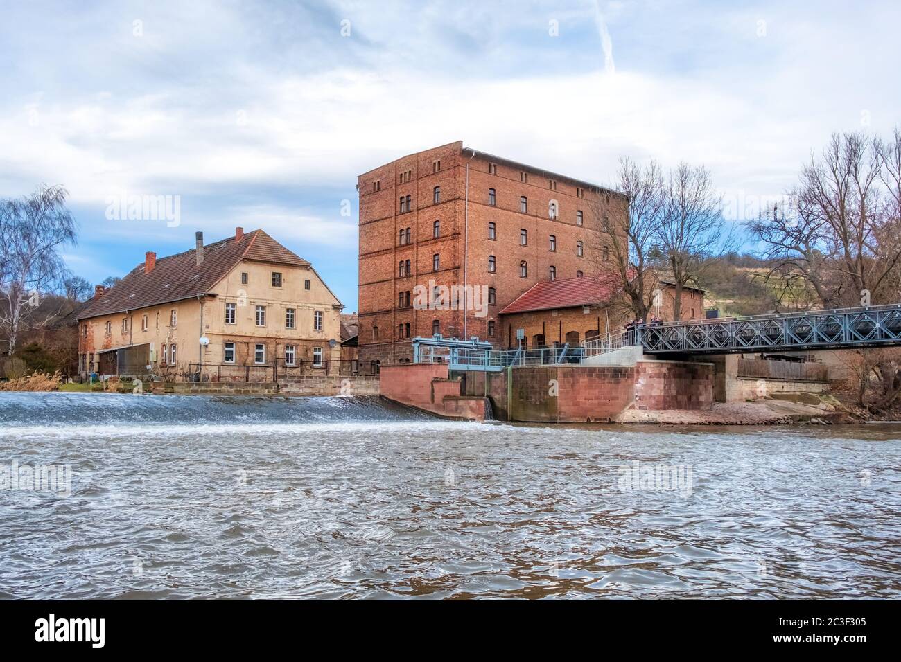 Freiburg an der Unstrut Zeddenbach Weir Stock Photo
