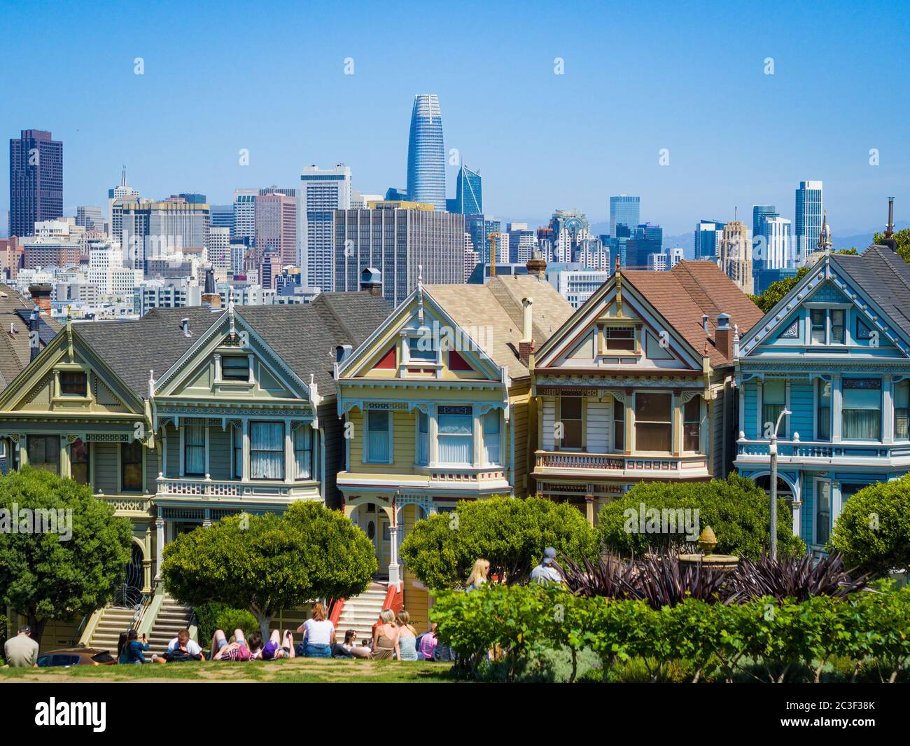 San Francisco, US, Aug 2019 Victorian houses Painted Ladies with
