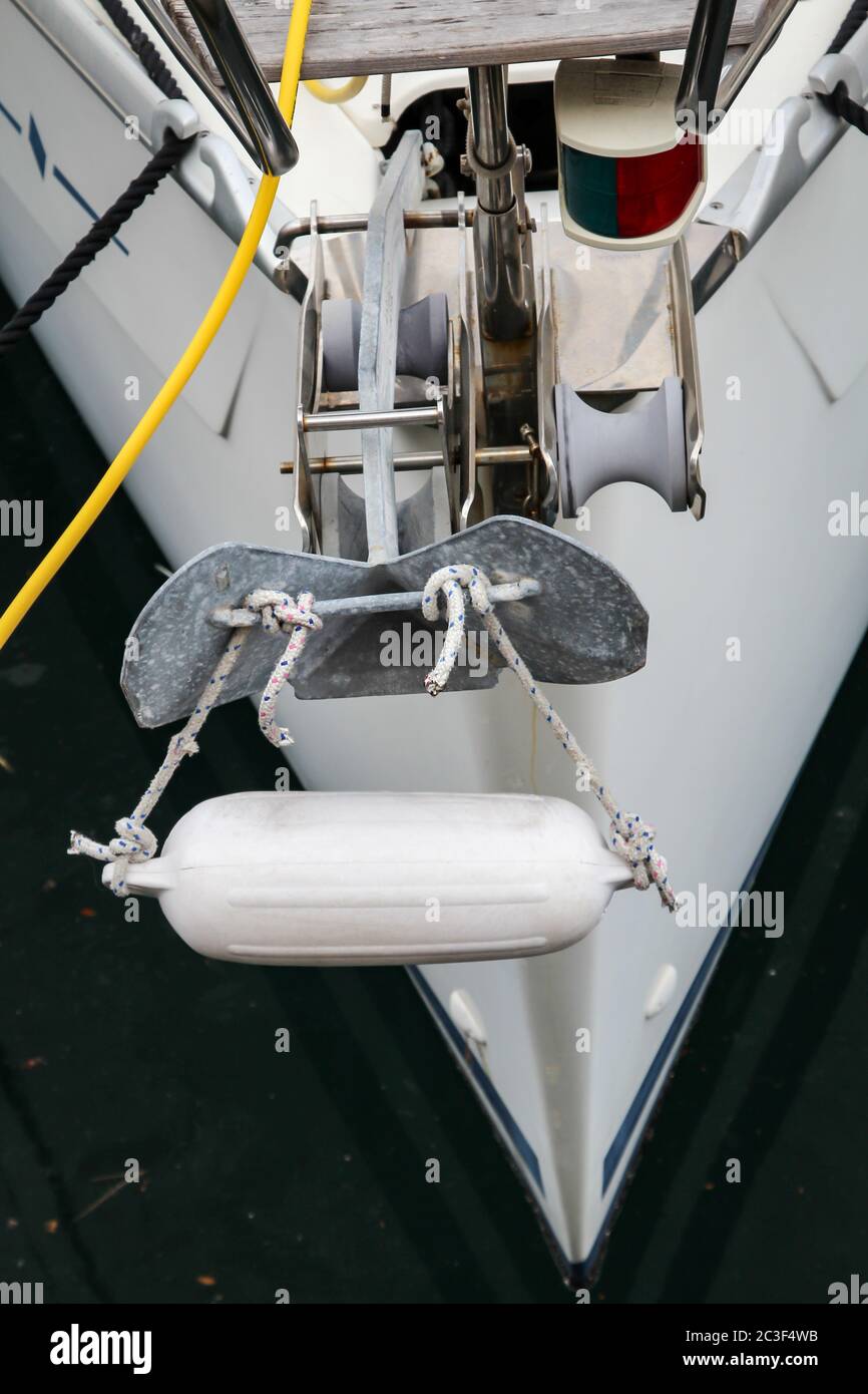 Details close up of a sailing yacht Stock Photo