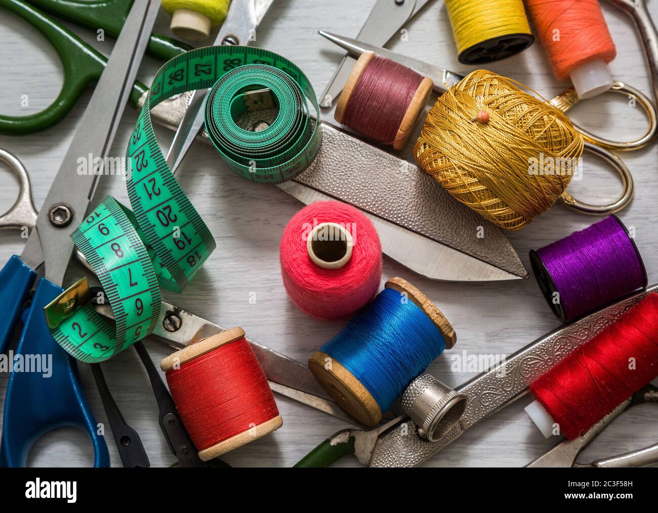 Sewing tools and accessories Stock Photo