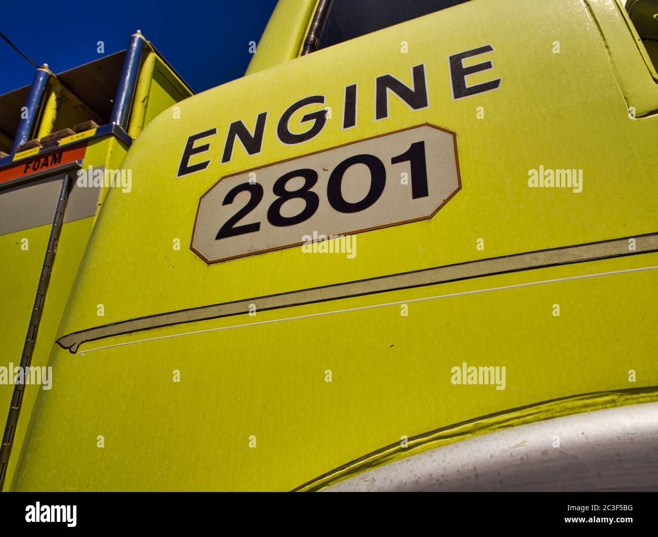 Close-up detail of a fire truck Stock Photo