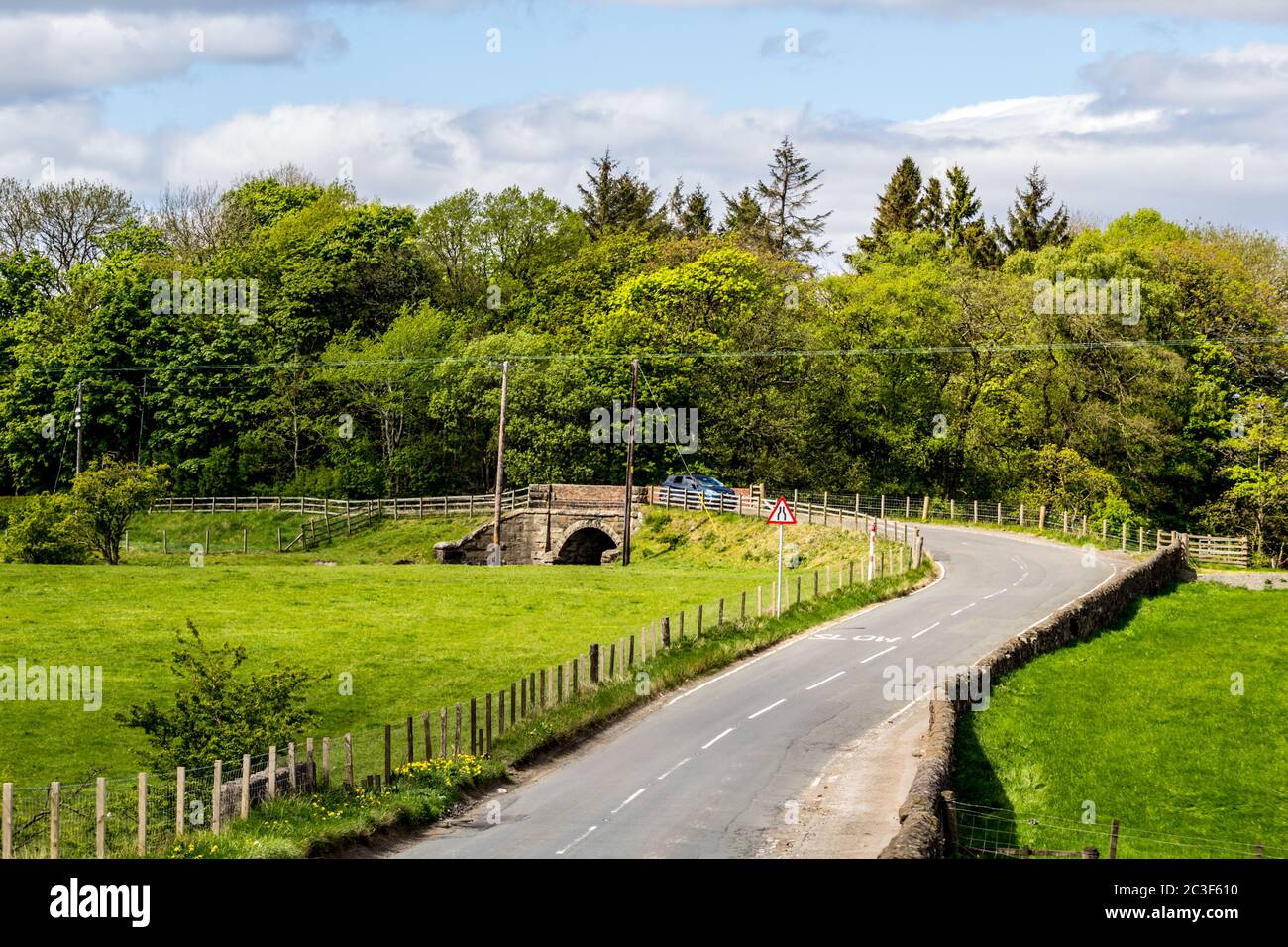 A road in Glen Mavis, North Lanarkshire in Scotland, UK Stock Photo