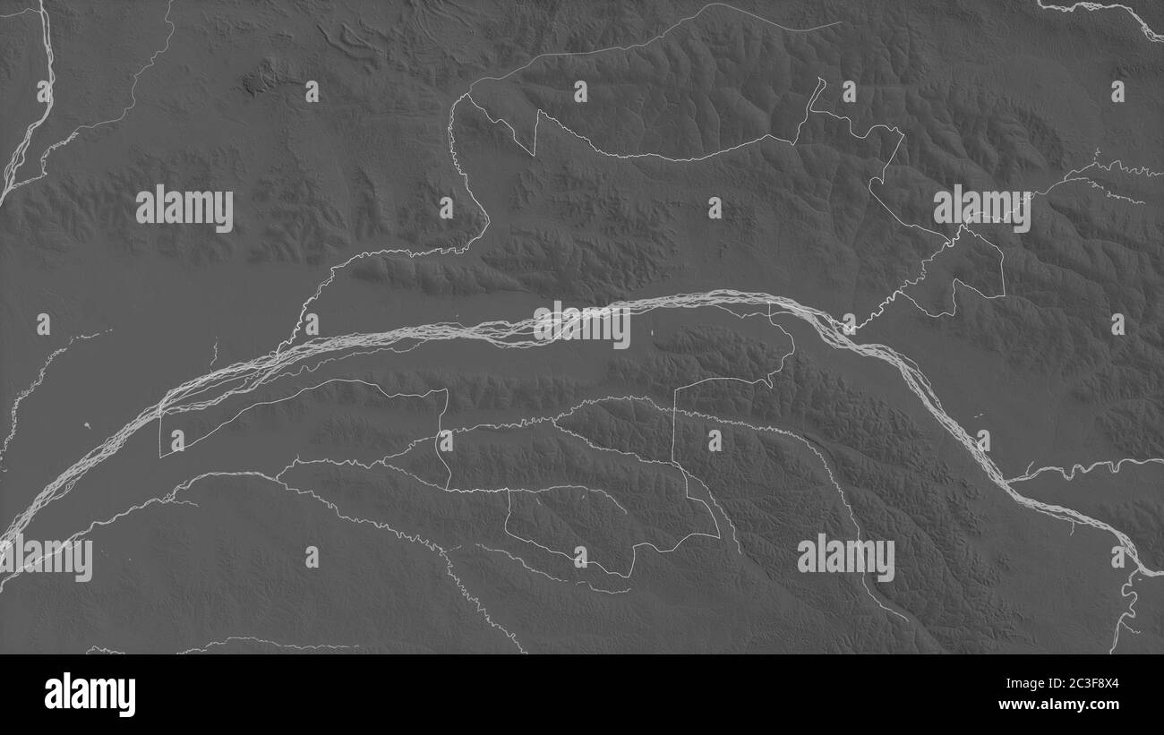 Mongala, province of Democratic Republic of the Congo. Grayscaled map ...