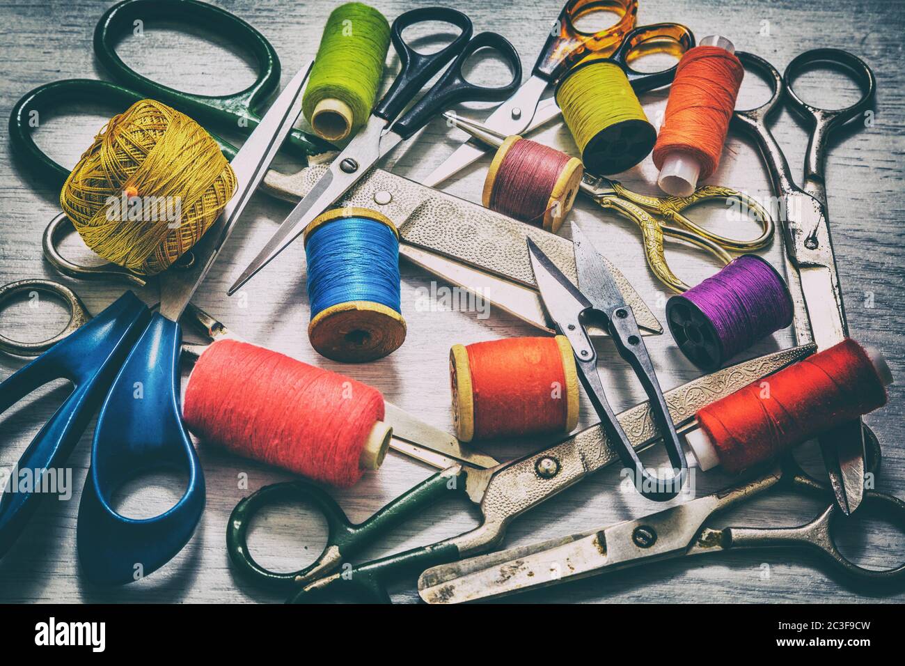 Sewing tools and accessories Stock Photo Alamy