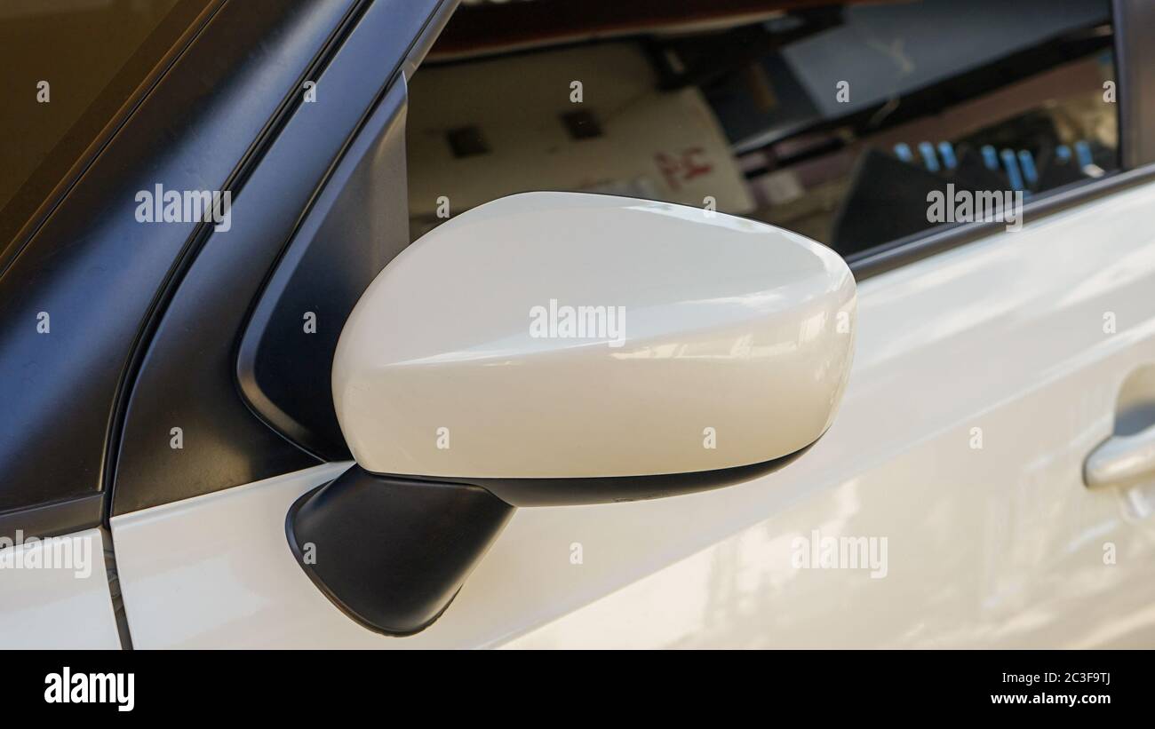 White rear view mirror Stock Photo - Alamy