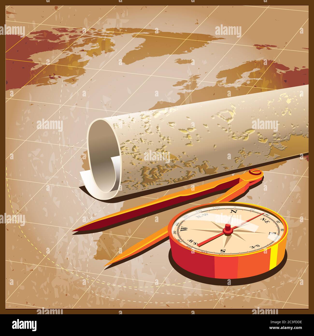 Old map of explorers Stock Vector Images Alamy