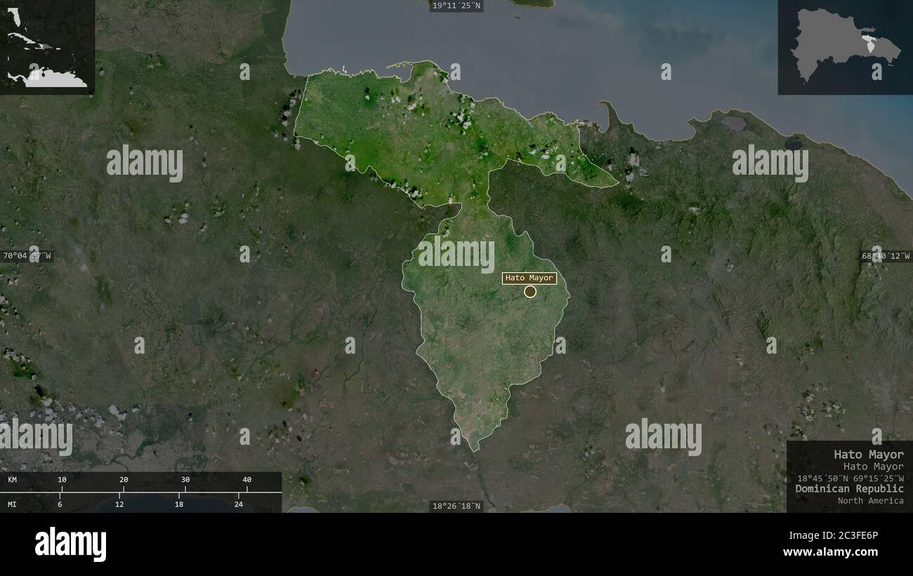 Hato Mayor, province of Dominican Republic. Satellite imagery. Shape