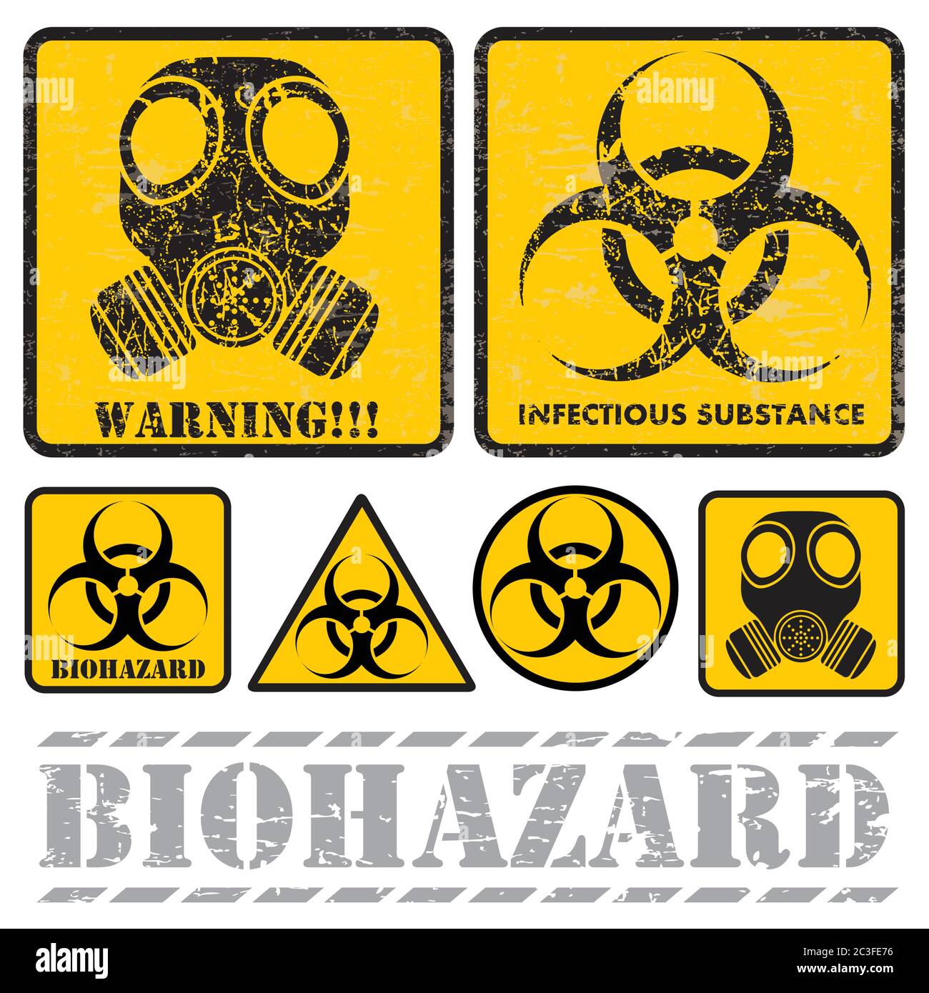set of signs warning of biological hazards Stock Vector