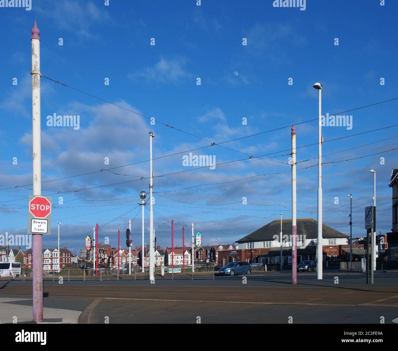 Traffic near the historic Gynn pub and Dickson road area in Blackpool