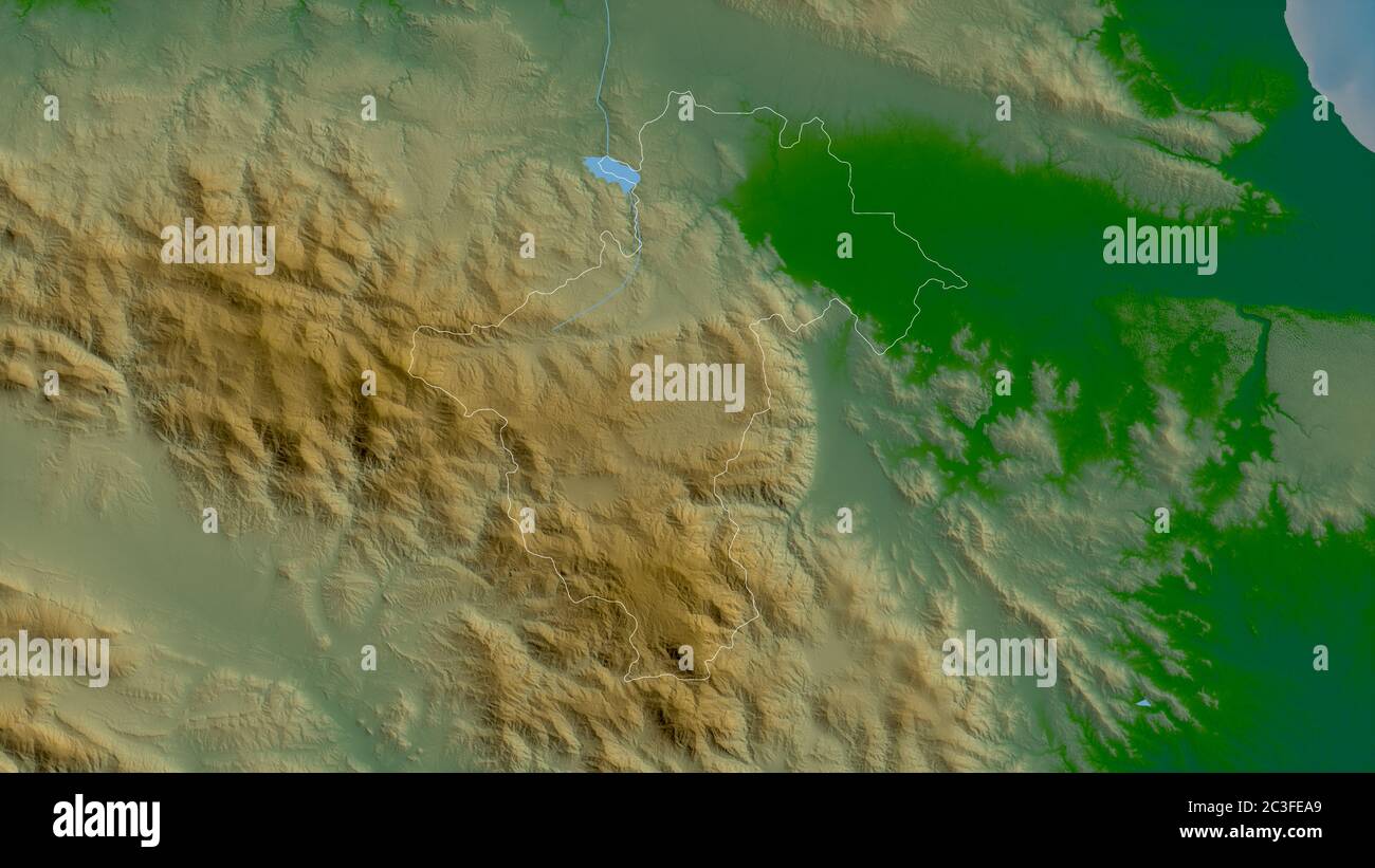 La Vega, province of Dominican Republic. Colored shader data with lakes