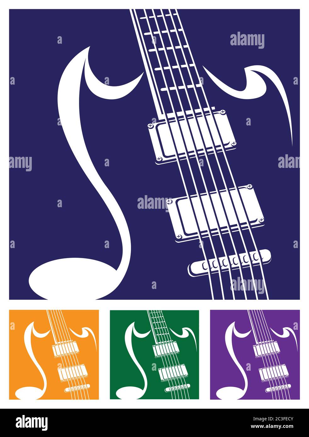 Stylized vector illustration on a musical theme. guitar Stock Vector