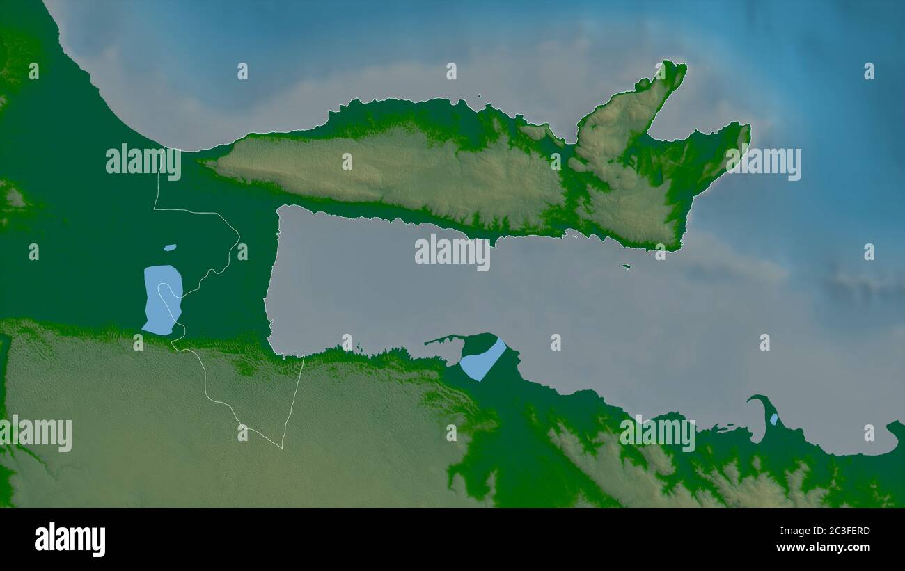 Samana Rivers Samaná, province of Dominican Republic. Colored shader data with lakes ...
