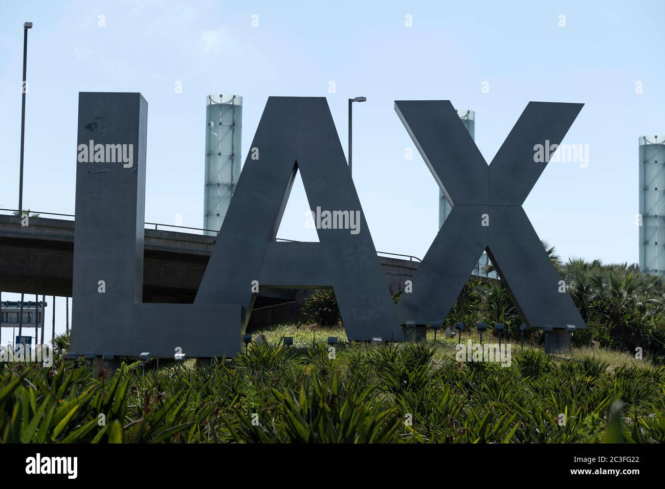 Los Angeles, CA/USA - May 24, 2020: The large LAX sign at the entrance ...