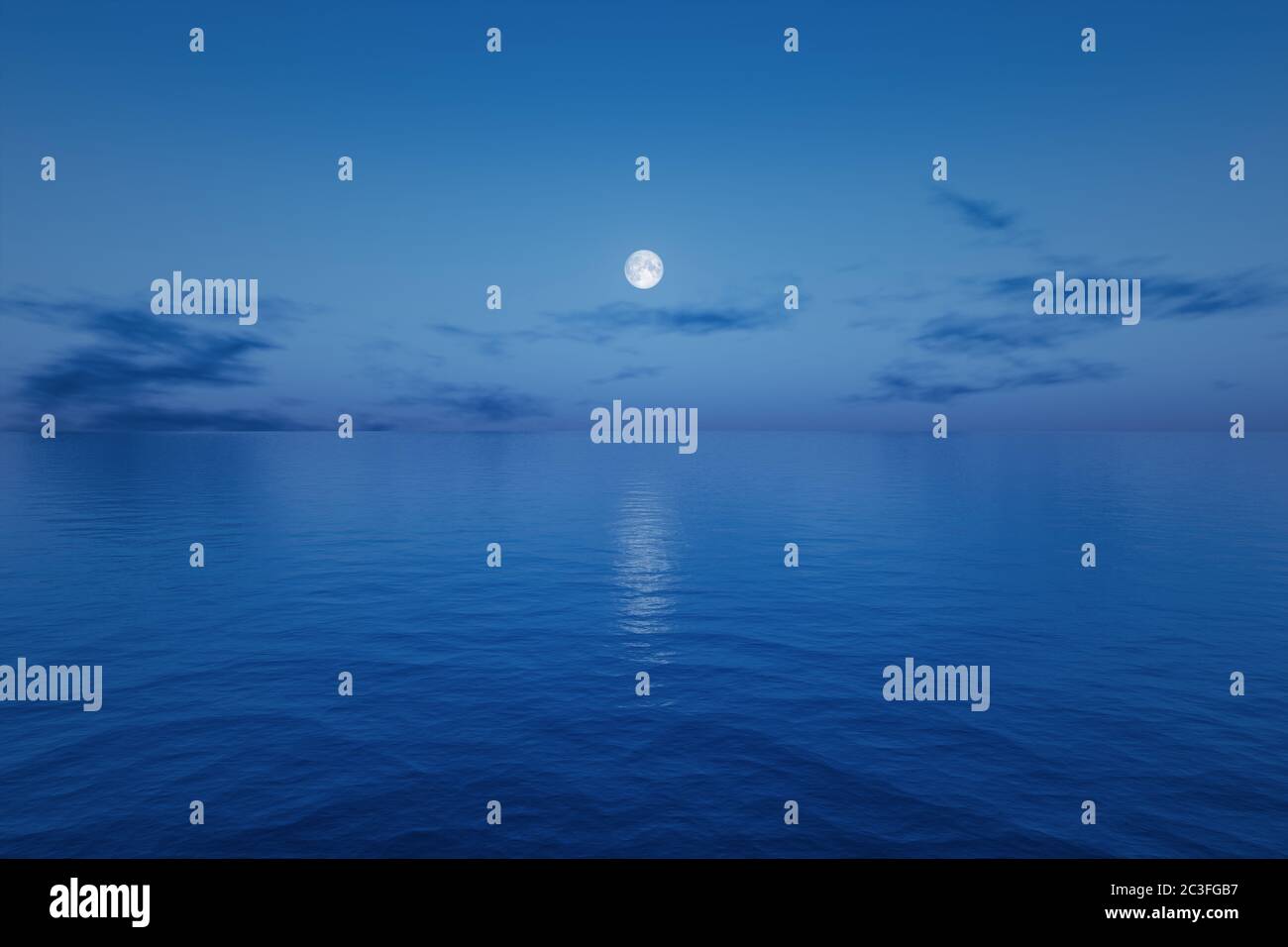 ocean night with full moon sky Stock Photo - Alamy