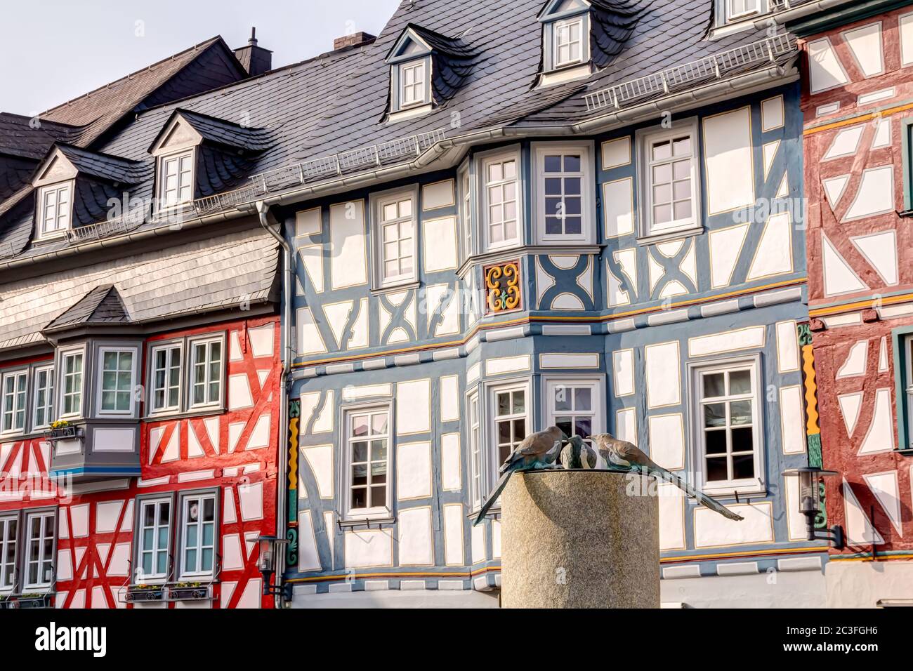 Half-timbered houses in the historic center of Bad Camberg in Hesse, Germany Stock Photo