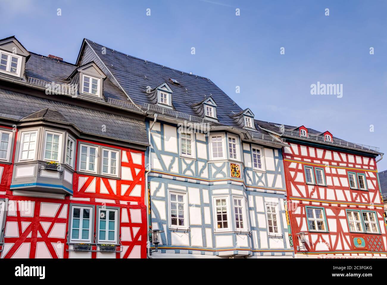 Half-timbered houses in the historic center of Bad Camberg in Hesse, Germany Stock Photo