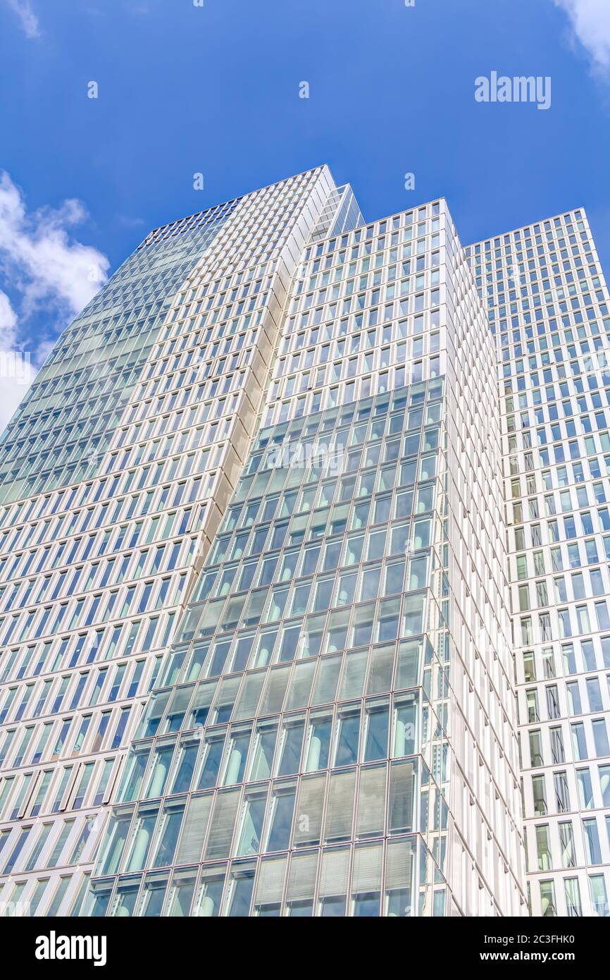 Glass facade of a modern office building in the financial metropolis of ...