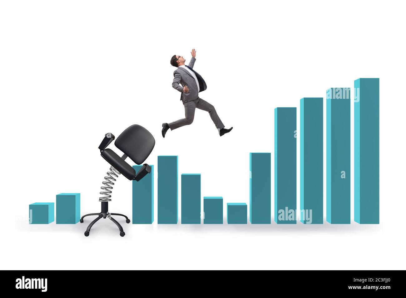 Promotion concept with businessman ejected from chair Stock Photo Alamy