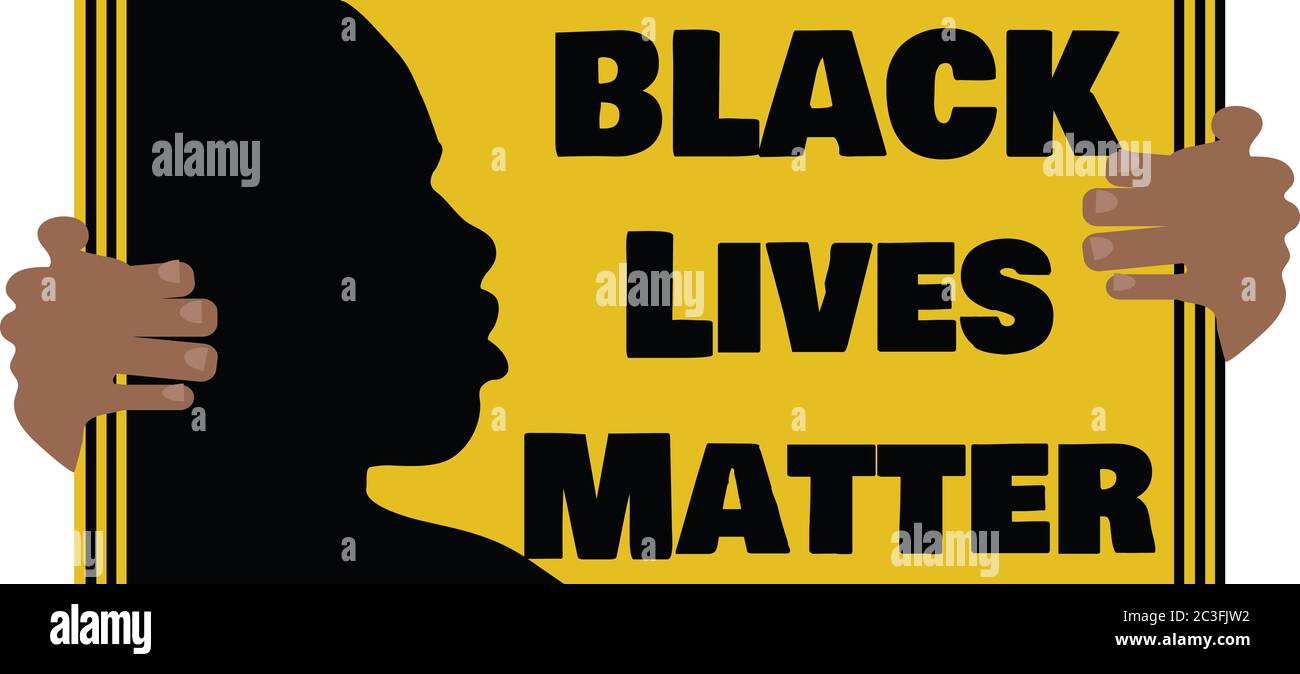 Illustration of Hands Holding Black Lives Matter Banner Stock Photo - Alamy