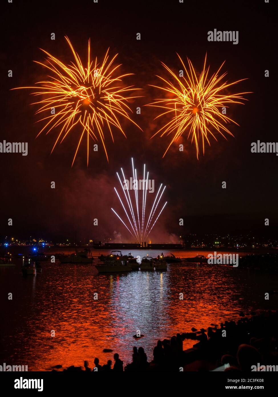 Firework in Vancouver during Honda's Celebration of Lights 2018 Stock Photo