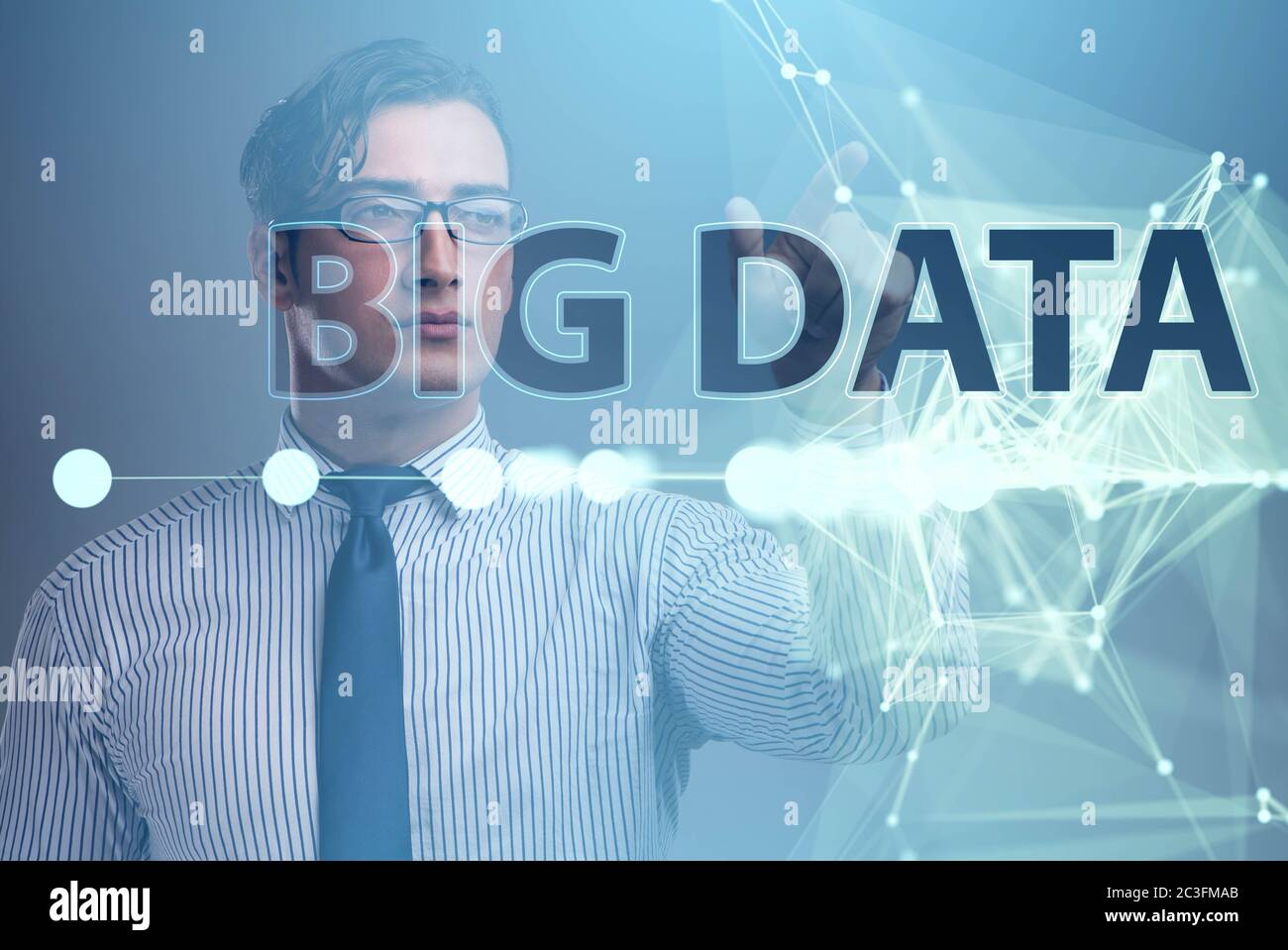 Fintech financial big data concept with analyst Stock Photo