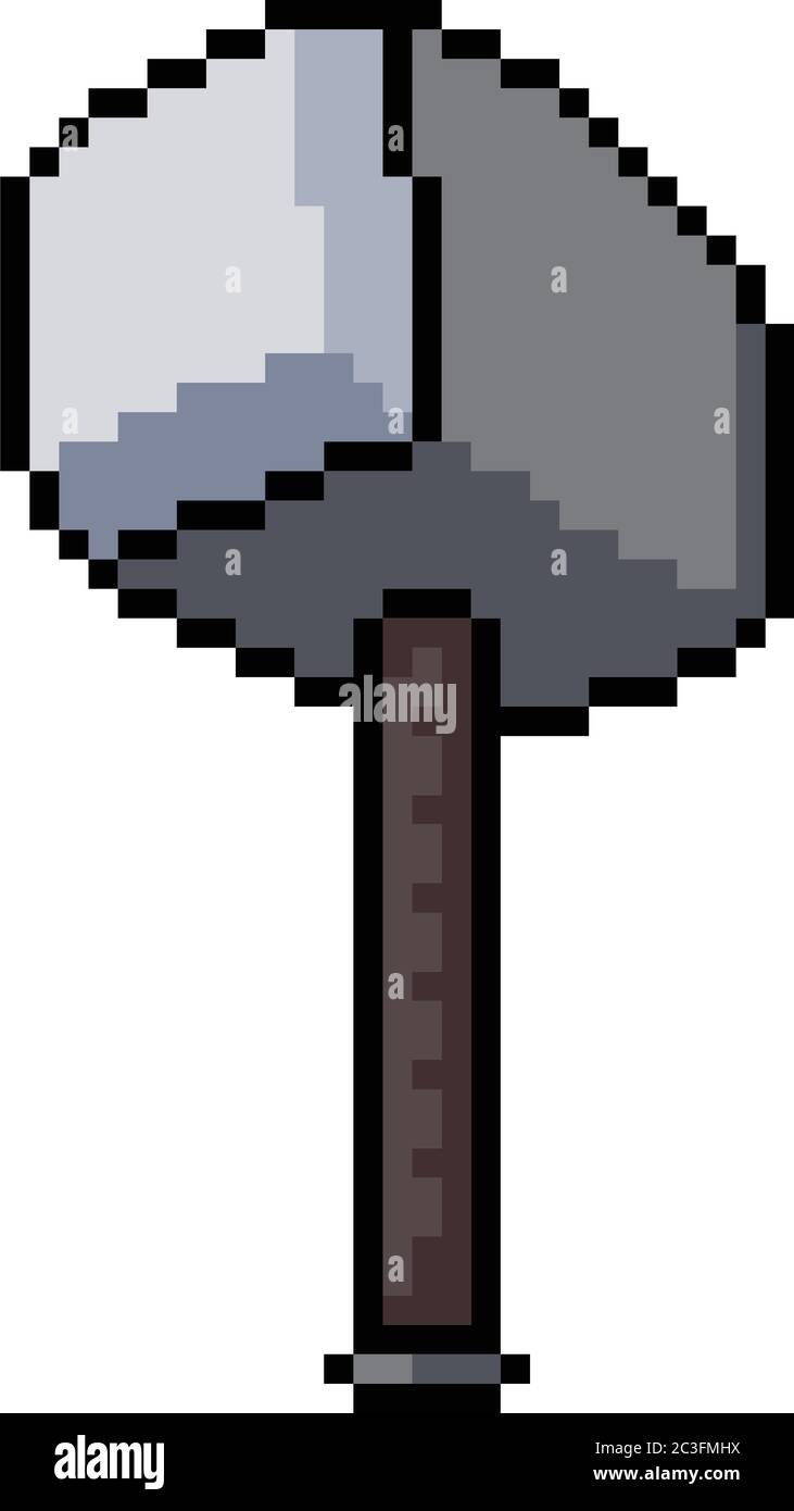 vector pixel art iron hammer isolated cartoon Stock Vector