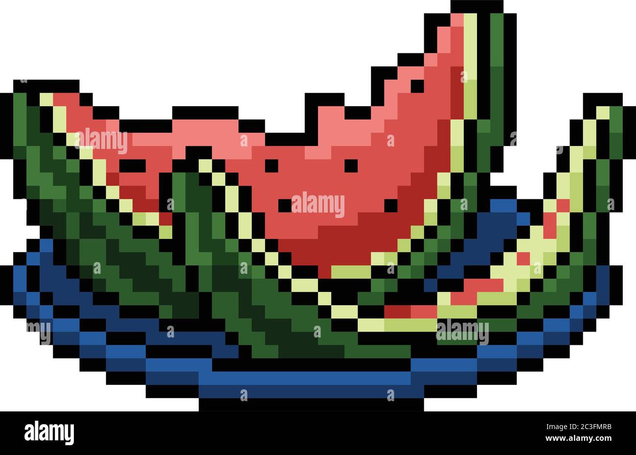 vector pixel art watermelon bite isolated cartoon Stock Vector Image