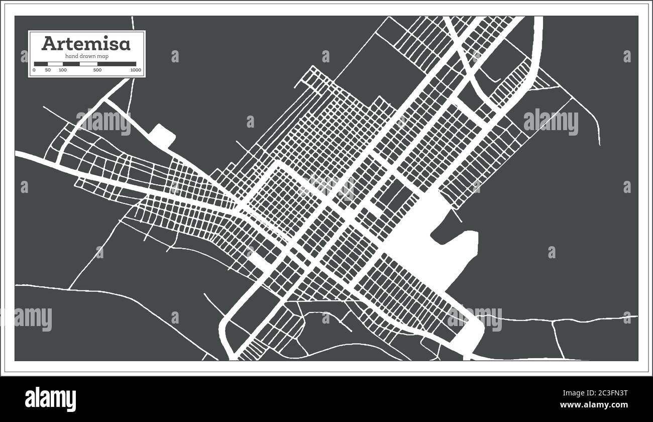 Artemisa Cuba City Map in Retro Style. Outline Map. Vector Illustration. Stock Vector