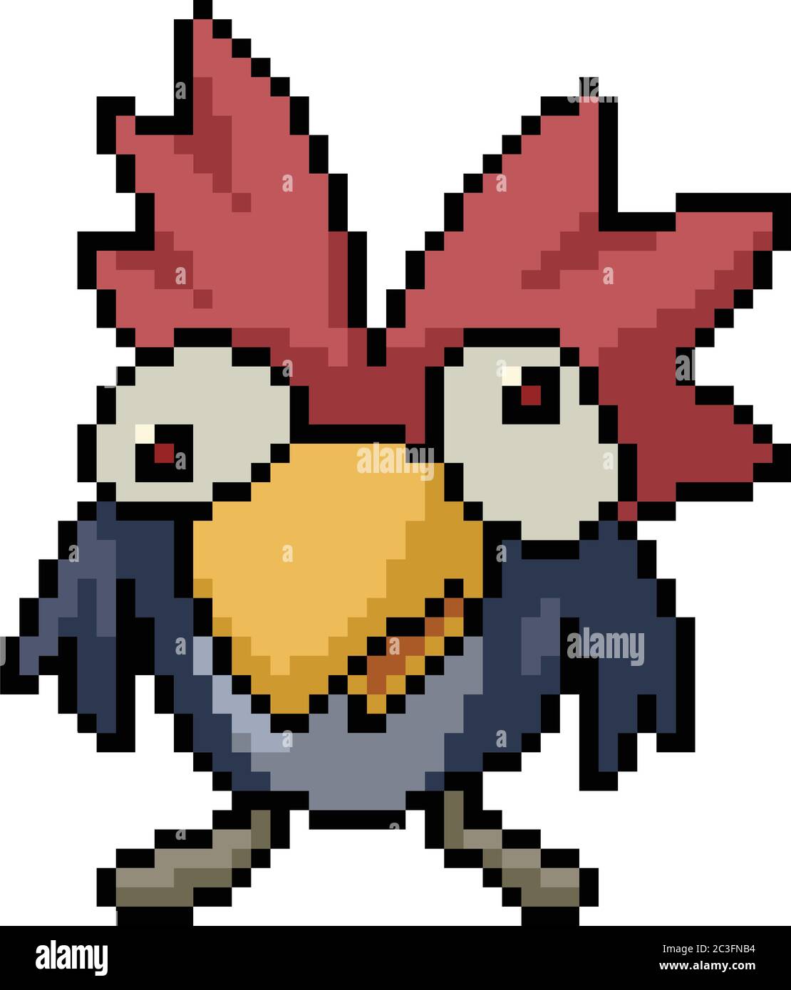 vector pixel art bird crazy isolated cartoon Stock Vector Image & Art -  Alamy