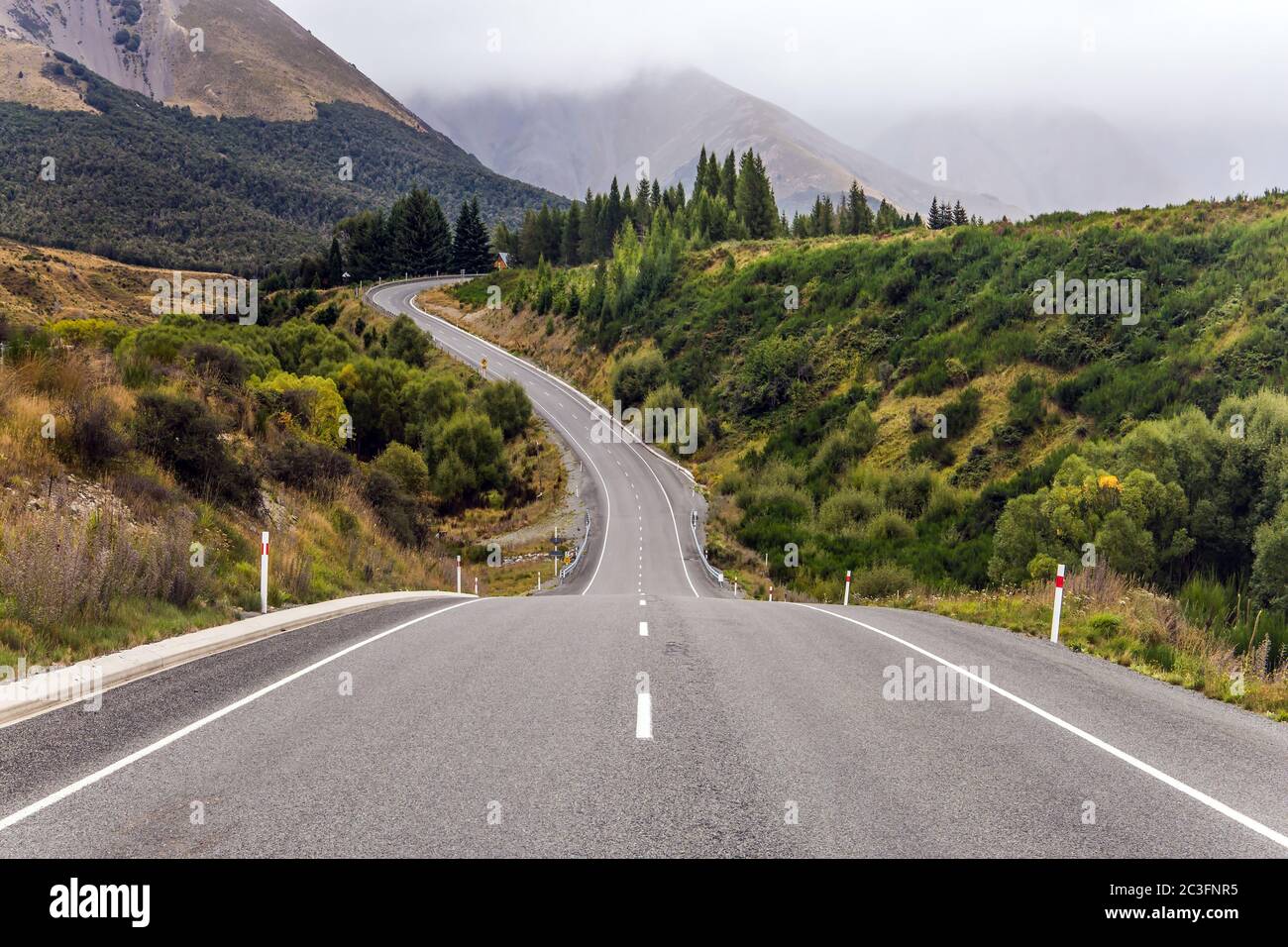 Picturesque road along the Pacific coast Stock Photo