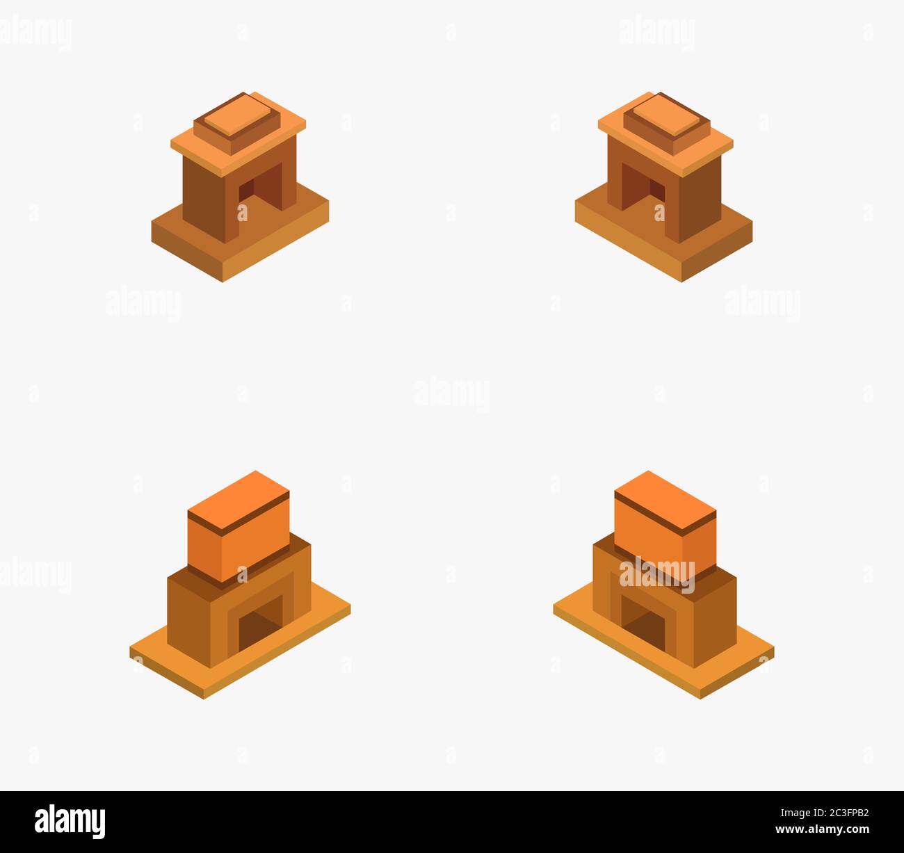 isometric fireplace icon illustrated in vector on white background ...