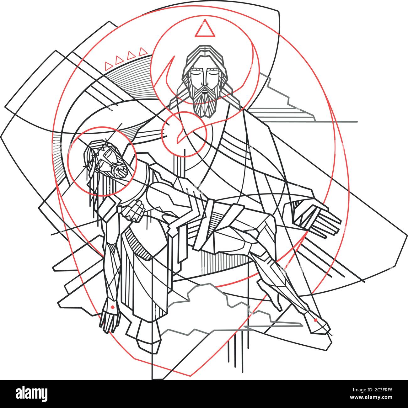Hand drawn digital vector illustration or drawing of the Holy Trinity in a minimal and contemporary style Stock Vector
