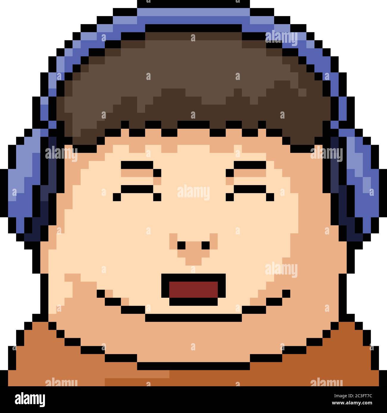 vector pixel art boy headphone isolated cartoon Stock Vector Image