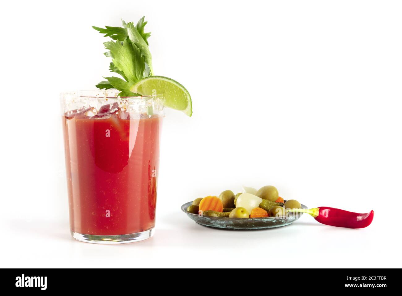 Bloody Mary in a plastic cup outside Stock Photo - Alamy