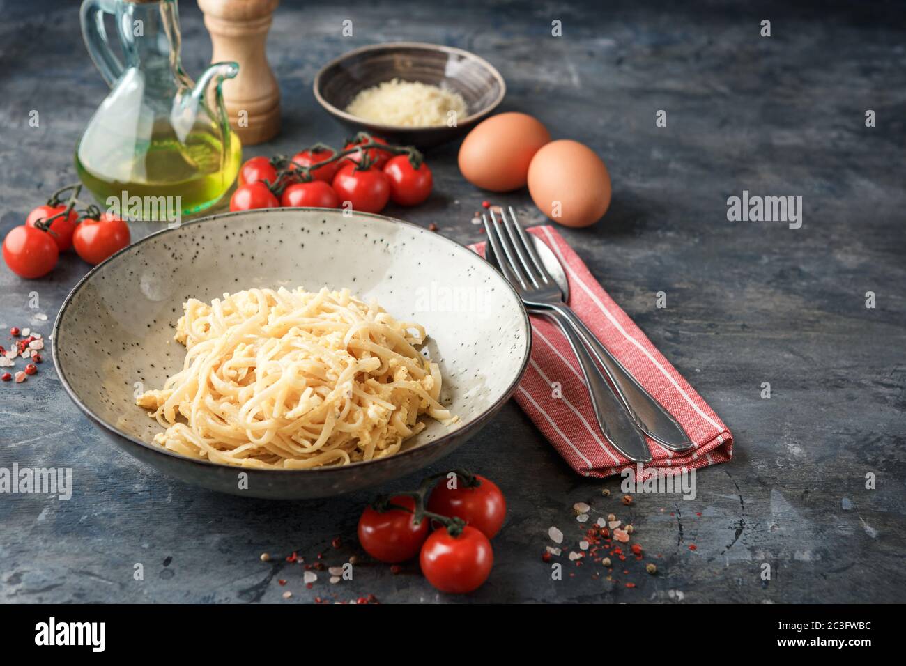 Cheese and Egg Pasta Stock Photo Alamy
