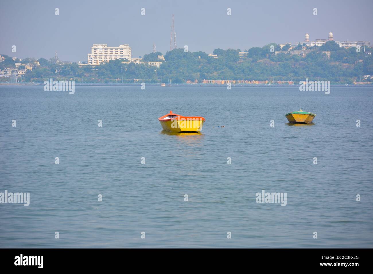 Boats in the upper lake at Bhopal which is also known as 'city of lakes ...