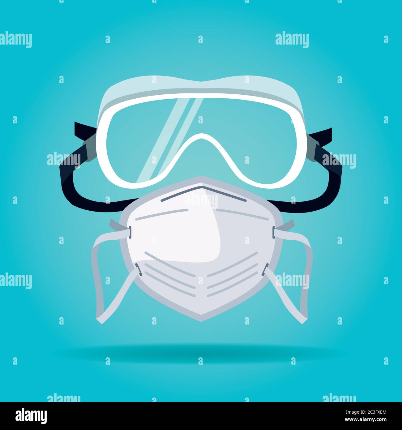 white medical mask and goggles breathing protective respiratory vector ...