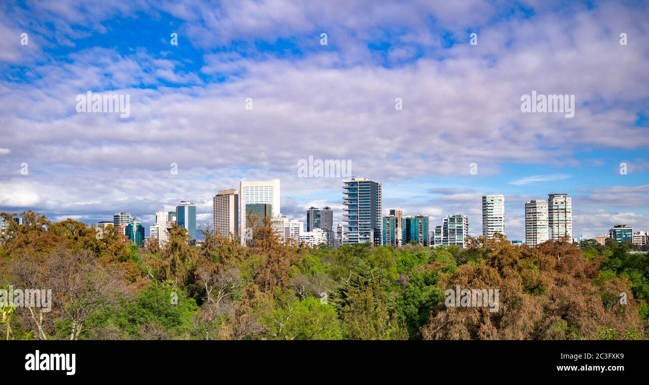 Panoramic view of Mexico city skyline on sunny day. Stock Photo