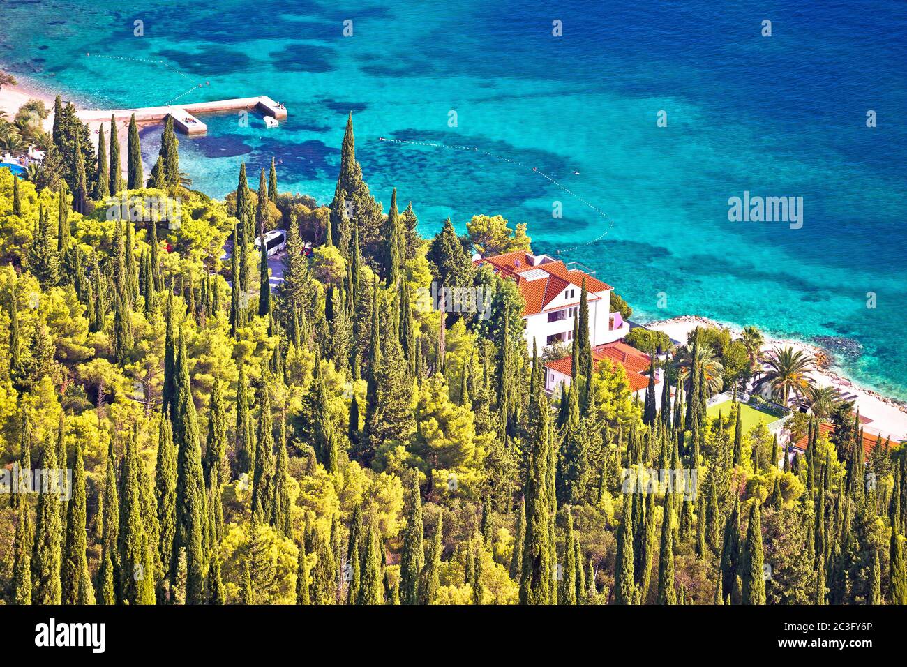 Peljesac peninsula turquoise sea and coastline near Orebic view Stock Photo