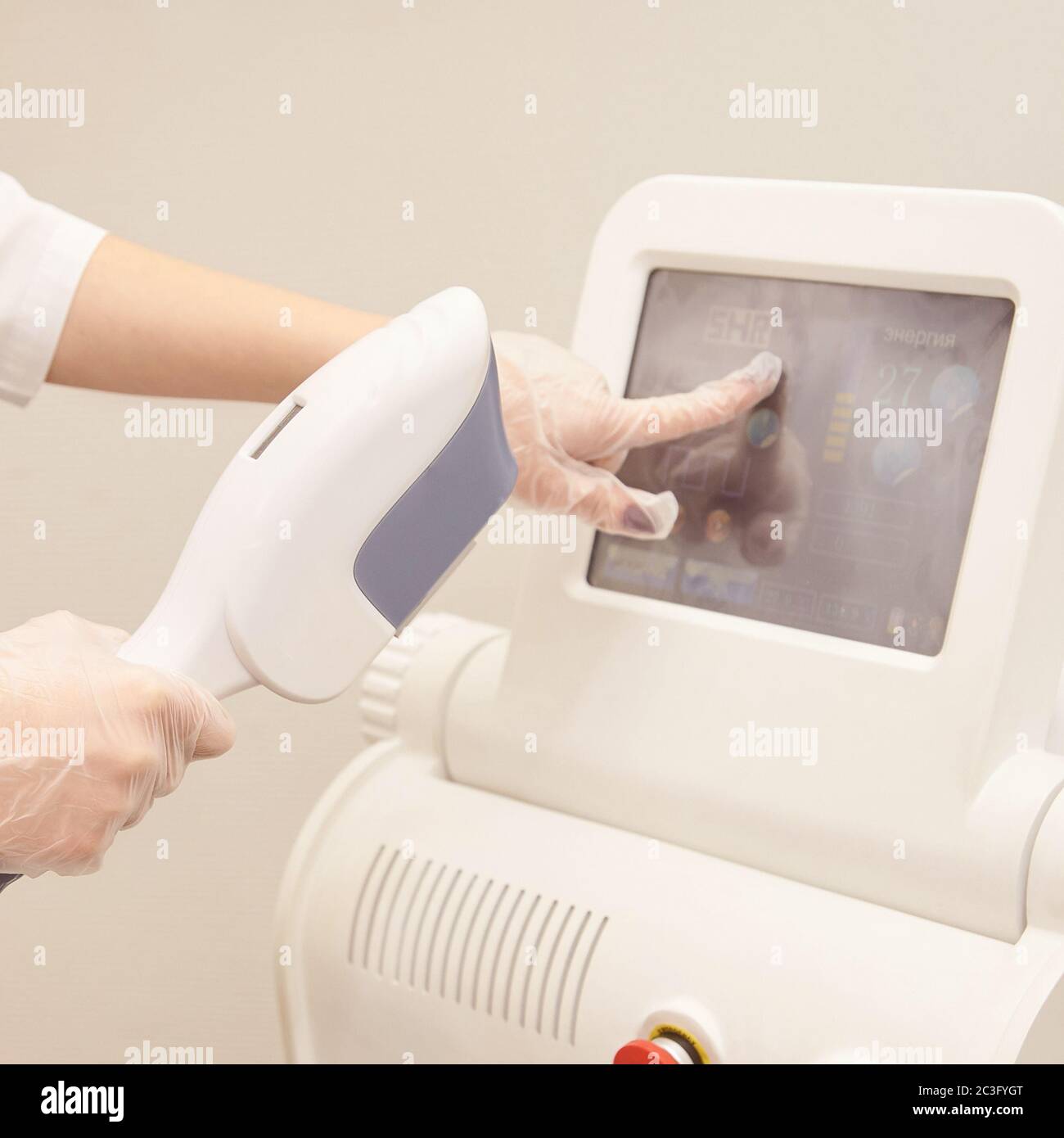 Hair laser removal service. IPL cosmetology device. Professional