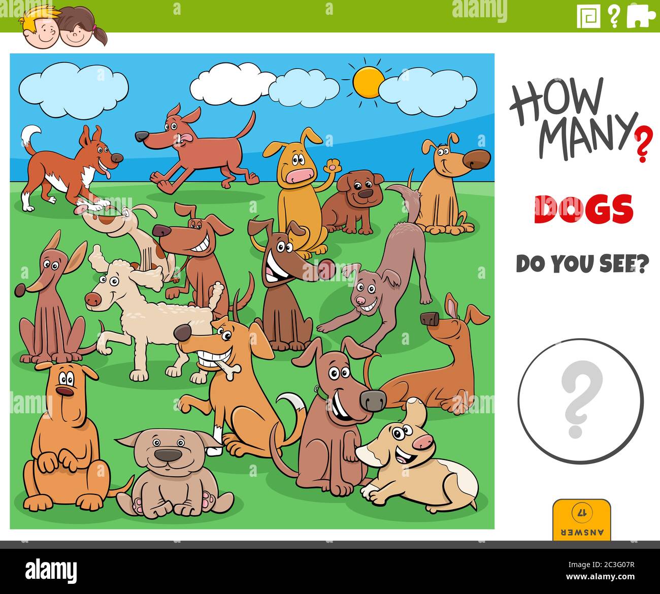 how many dogs educational game for children Stock Photo